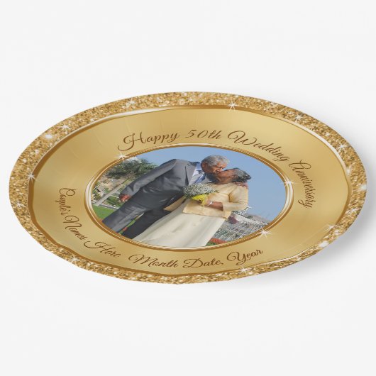 写真のパーソナライズな第50記念日の紙皿 ペーパープレート (アングル)