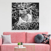 写真のパーソナライズ白黒フローラ行スケッチ キャンバスプリント (インサイチュ (リビング))