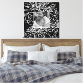写真のパーソナライズ白黒フローラ行スケッチ キャンバスプリント (インサイチュ (寝室))