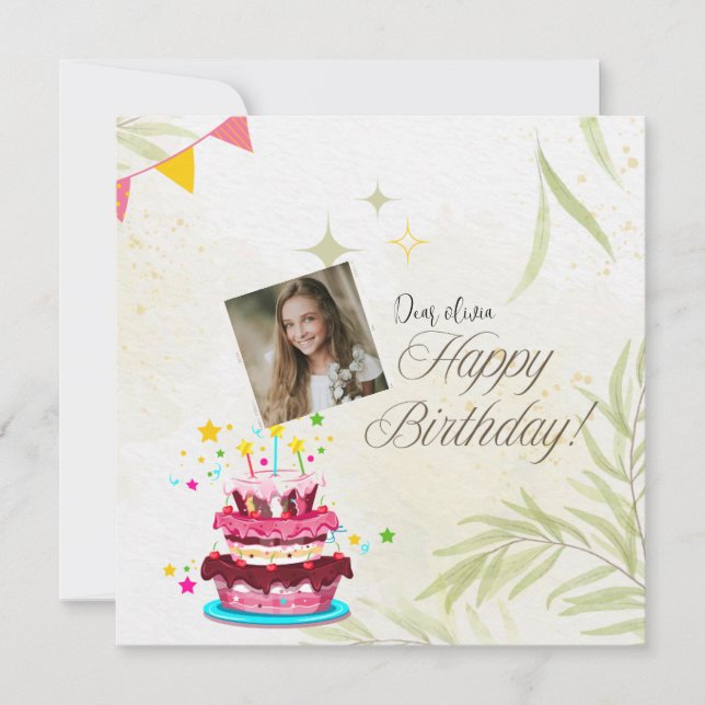 写真のパーソナライズ誕生日ウィッシュ磁石 (正面)