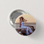 写真のパーソナライズ誕生日彼の彼女 缶バッジ (正面&裏面)