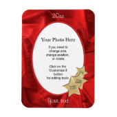 写真のパーソナライズ：赤いクリスマスの楕円フレーム マグネット (縦)