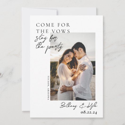 写真のパーティーに滞在する日付を保存 招待状 (正面)