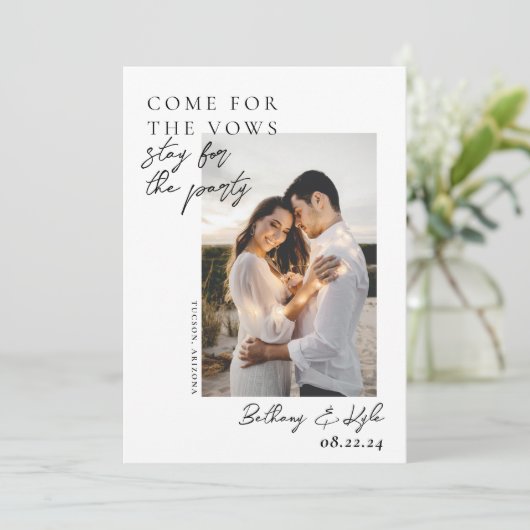 写真のパーティーに滞在する日付を保存 招待状 (スタンド正面)