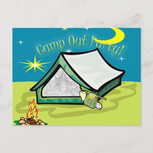 写真のパーティーカードはキャンプします インビテーションポストカード (正面)
