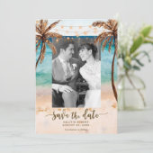 写真のビーチの熱帯結婚式の保存日付カード サンキューカード (スタンド正面)