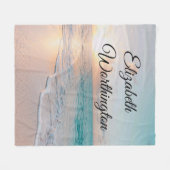 写真のビーチアットサンライズ フリースブランケット (正面(横))