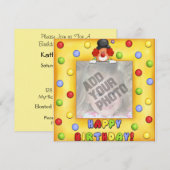 写真のピエロの誕生日カード 招待状 (正面/裏面)