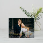 写真のファンシースクリプトの保存日付 箔招待状ポストカード (立ち正面)