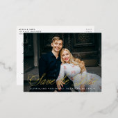 写真のファンシースクリプトの保存日付 箔招待状ポストカード (正面/裏面)