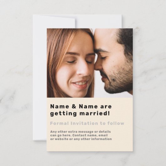 写真のフローリーはっきりしたモダンで日付カードを保存する 招待状 (裏面)