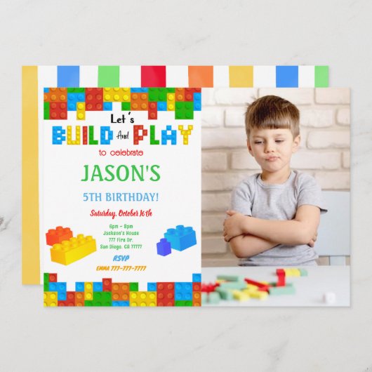 写真のブロック招待状 招待状 (正面/裏面)