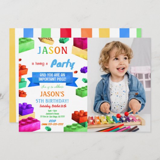 写真のブロック招待状 招待状 (正面/裏面)