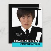 写真のヘッド打撃の挿入物の卒業のパーティの招待状 招待状 (正面/裏面)