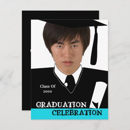 写真のヘッド打撃の挿入物の卒業のパーティの招待状 招待状 (正面/裏面)