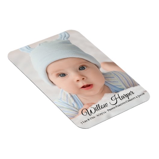 写真のベビーの生誕通知のパーソナライズ マグネット (右側)