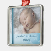 写真のベビーの第1クリスマスのオーナメント メタルオーナメント (左)