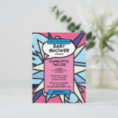 写真のベビーモダンシャワーのジェンダーリビール インビテーションポストカード (スタンド正面)