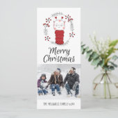 写真のホリデーカード | かわいい落書きのキリン柄のスカーフ シーズンカード (スタンド正面)