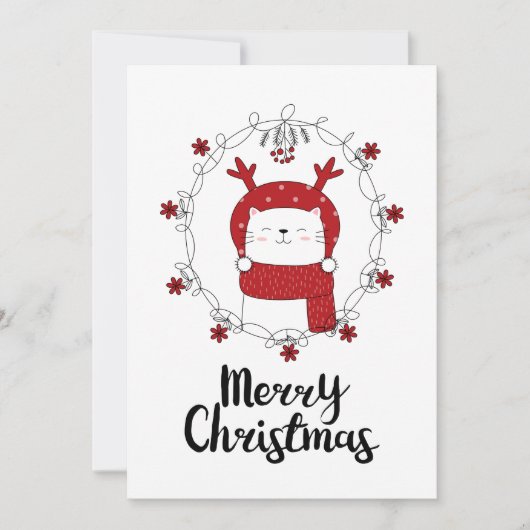 写真のホリデーカード | クリスマスに鹿に変身した猫 シーズンカード (正面)
