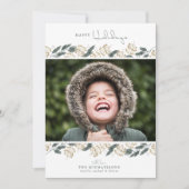 写真のホリデーカード | クリスマスの水彩画の松 シーズンカード (正面)