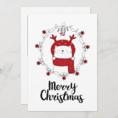 写真のホリデーカード | クリスマスプレゼントを運ぶトナカイの猫 シーズンカード (正面/裏面)