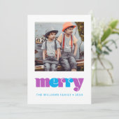 写真のホリデーカード | ピンクとターコイズで楽しく シーズンカード (スタンド正面)