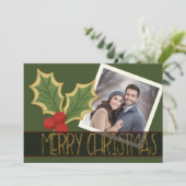 写真のホリーベリー刺繍クリスマスリボン シーズンカード (スタンド正面)