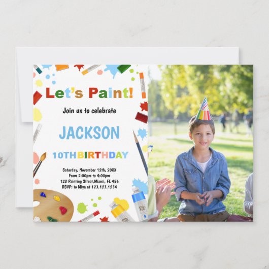 写真のホワイトドレスの混乱した絵を描招待状 招待状 (正面)