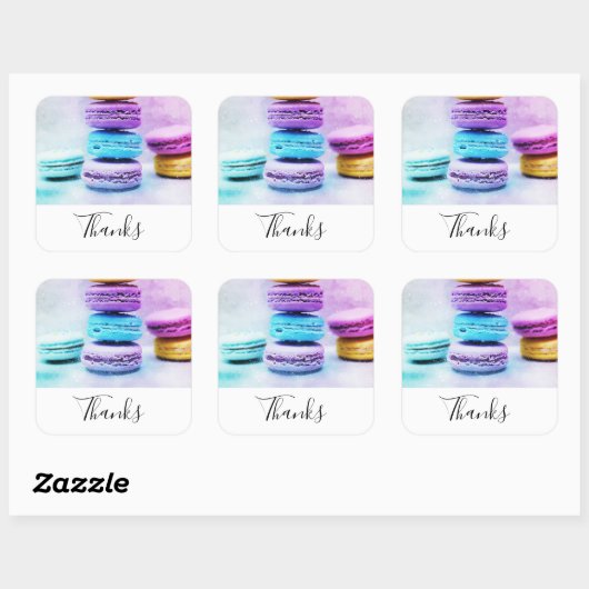写真のマカロンカラフルありがとう スクエアシール (シート)