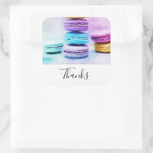 写真のマカロンカラフルありがとう スクエアシール (バッグ)
