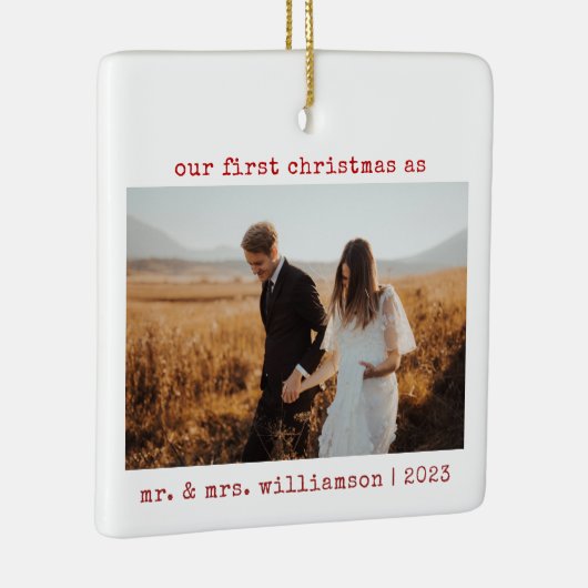 写真のミセスとミニマル初めてのクリスマス セラミックオーナメント (右)