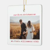 写真のミセスとミニマル初めてのクリスマス セラミックオーナメント (左)