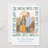 写真のミセスと初めてのクリスマスに水の色を付ける シーズンカード (正面)