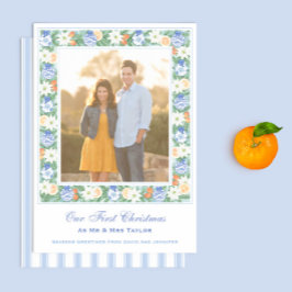 写真のミセスと初めてのクリスマスに水の色を付ける シーズンカード