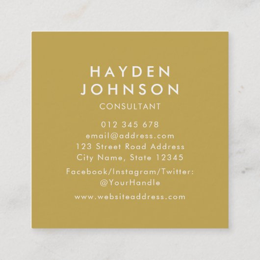 写真のミニマルシンプルム編集可能カラーの追加 スクエア名刺 (裏面)