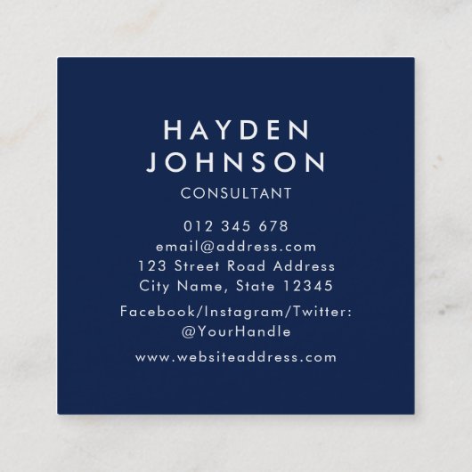 写真のミニマルシンプルム編集可能カラーの追加 スクエア名刺 (裏面)