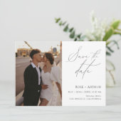 写真のミニマルスクリプトの保存日付 招待状 (スタンド正面)