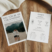 写真のミニマルプロポーションリクエストGroomsman情報カード 招待状