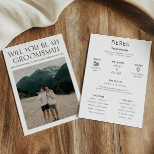 写真のミニマルプロポーションリクエストGroomsman情報カード 招待状