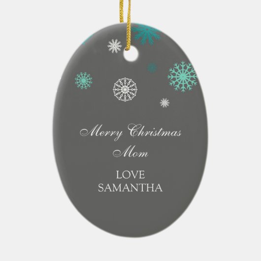 写真のメリークリスマスのお母さんのオーナメントの水の灰色 セラミックオーナメント (裏面)