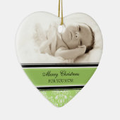 写真のメリークリスマスのお母さんのオーナメントの緑 セラミックオーナメント (右)