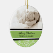 写真のメリークリスマスの祖父母のオーナメントの緑 セラミックオーナメント (右)