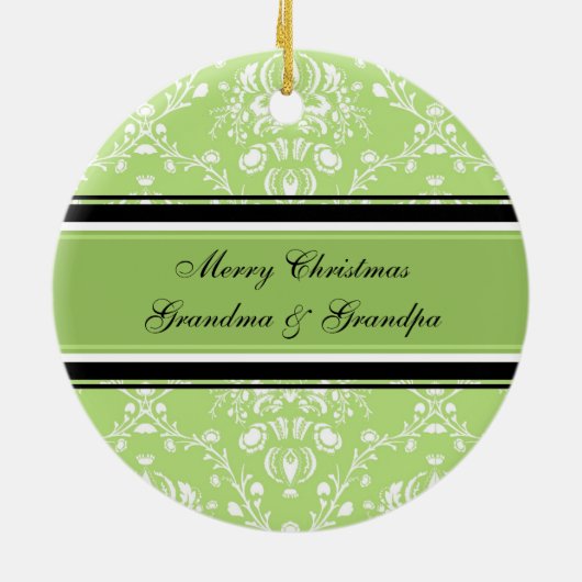 写真のメリークリスマスの祖父母のオーナメントの緑 セラミックオーナメント (裏面)