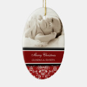写真のメリークリスマスの祖父母のオーナメントの赤 セラミックオーナメント (右)