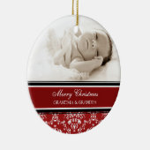 写真のメリークリスマスの祖父母のオーナメントの赤 セラミックオーナメント (右)