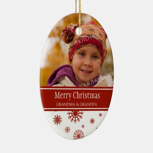 写真のメリークリスマスの祖父母のオーナメントの赤 セラミックオーナメント (右)