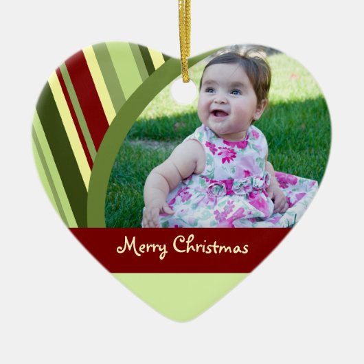 写真のメリークリスマスの祖父母のオーナメント セラミックオーナメント (正面)