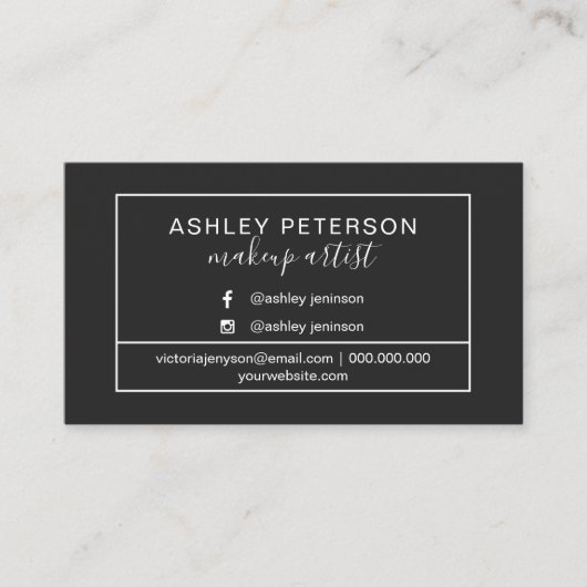 写真のメーキャップアーティストフレームのタイポグラフィ 名刺 (正面)