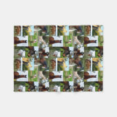 写真のモザイクに登場する馬たち フリースブランケット (正面(横))